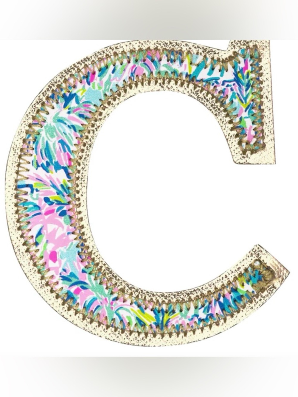 Lilly Pulitzer Monogram Cloth Sticker Pattern Cabana Cocktail Letter "C” NWT